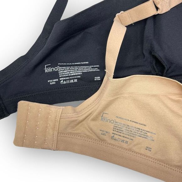Felina Side Smoothing Bra Adjustable Straps Lot of 2 Black Tan Women’s Size XL - Picture 7 of 7